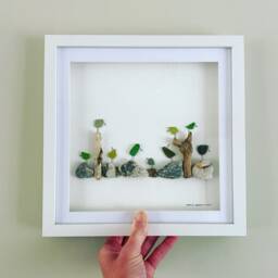 Sea Glass Bird Wall Art - Framed Picture Handmade in Cornwall - thumbnail 3
