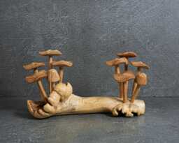 Handcrafted Wooden Mushroom Statue Woodland Decor, 9 - thumbnail 1