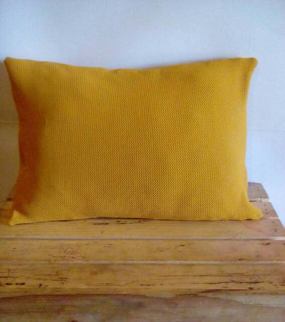 Mustard Pillows - Pillow With Ridges Boudoir Yellow 12x16 Inches Throw Covers - image 1