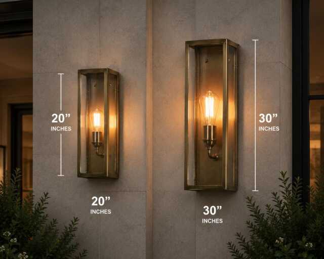 20 Inches Dark Bronze Brass Outdoor Wall Lantern - Waterproof Fiber Glass Exterior Light Modern Rectangular Sconce Custom Options - image 1