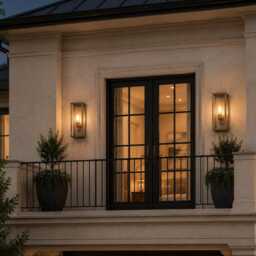20 Inches Dark Bronze Brass Outdoor Wall Lantern - Waterproof Fiber Glass Exterior Light Modern Rectangular Sconce Custom Options - thumbnail 2