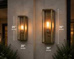 20 Inches Dark Bronze Brass Outdoor Wall Lantern - Waterproof Fiber Glass Exterior Light Modern Rectangular Sconce Custom Options