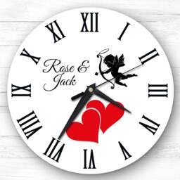 Silhouette Cupid Loves Anniversary Birthday Valentine's Gift Personalised Clock - thumbnail 1