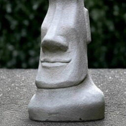 Stone Moai Face Sculpture Concrete Easter Island Statue Large Smiling Decoration Asian Moai Lover Gift Yard Art - thumbnail 2