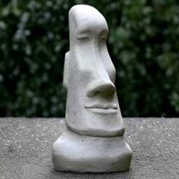 Stone Moai Face Sculpture Concrete Easter Island Statue Large Smiling Decoration Asian Moai Lover Gift Yard Art - thumbnail 1