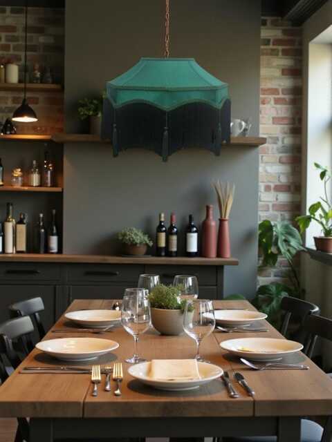 Bespoke Handmade Forest Green Fabric Pendant Lampshade Ceiling Lights, Chandeliers, Downton Abbey Style, Black Fringe - image 1