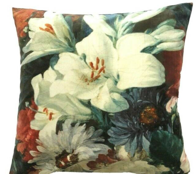 White Lilies Cushion Cover Italian Printed Velvet Fabric Masterpiece Rijsk Museum Art Floral Botanical - image 1