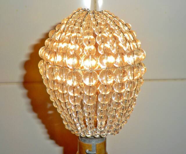 Crystal Chandelier Inspired Glass Bead Lightbulb Gls Bulb Cover Sleeve Pendant Lamp Better Than Shade Light Clear Drops Beads Kitsch - image 1
