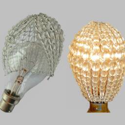 Crystal Chandelier Inspired Glass Bead Lightbulb Gls Bulb Cover Sleeve Pendant Lamp Better Than Shade Light Clear Drops Beads Kitsch - thumbnail 3