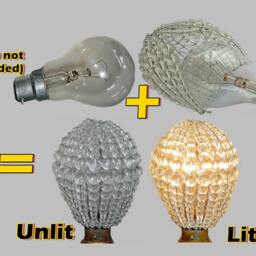Crystal Chandelier Inspired Glass Bead Lightbulb Gls Bulb Cover Sleeve Pendant Lamp Better Than Shade Light Clear Drops Beads Kitsch - thumbnail 2
