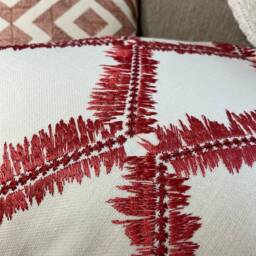 Modern - Bold Cushion Cover, Pillow Cover Embroidered Geometric Design Ivory Red Orange/Size 16 - thumbnail 3