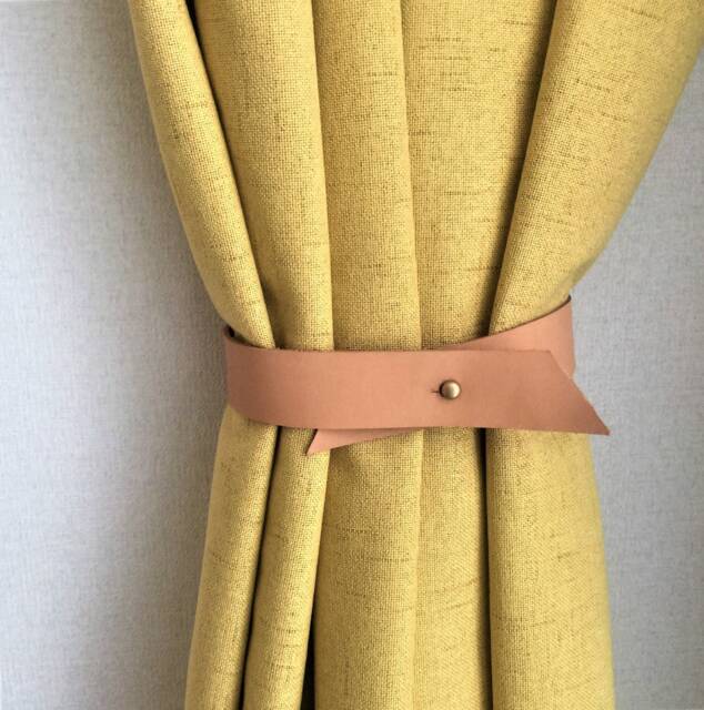 Minimalist Leather Curtain Tieback, Modern Window Decor - image 1