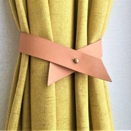 Minimalist Leather Curtain Tieback, Modern Window Decor - thumbnail 3