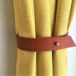 Minimalist Leather Curtain Tieback, Modern Window Decor - thumbnail 2