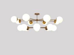 Mid Century Sputnik Chandelier Kiki Brass Low Ceiling Light Lamp , Handmade Globe Statement Dining Room 16 Light - thumbnail 1