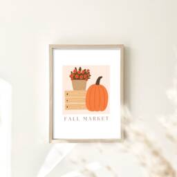 Fall Market Pumpkin Art Print Autumn Home Decor - 8x10 - thumbnail 2