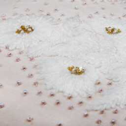 Blush Pink Linen Pillow Cover, Hand Embroidered Wool & Beaded Accent - Bmcc158 - thumbnail 3