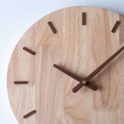 Handmade Rubberwood Artisan Clock, Wooden Clock Wall Decor, Large Wood Wooden, Hanging - thumbnail 2