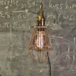 Vintage Industrial Cage Light With Wall Mount - Machine Age Trouble Lamp Sconce Lighting Steampunk - thumbnail 4
