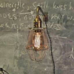 Vintage Industrial Cage Light With Wall Mount - Machine Age Trouble Lamp Sconce Lighting Steampunk - thumbnail 2