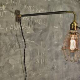 Vintage Industrial Cage Light With Wall Mount - Machine Age Trouble Lamp Sconce Lighting Steampunk - thumbnail 3