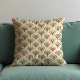Mid Century Cushion Cover, Retro Floral Throw Pillowcase, Cream Geometric Decorative Case, Scandinavian Sofa Pillow - thumbnail 4