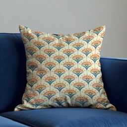 Mid Century Cushion Cover, Retro Floral Throw Pillowcase, Cream Geometric Decorative Case, Scandinavian Sofa Pillow - thumbnail 3