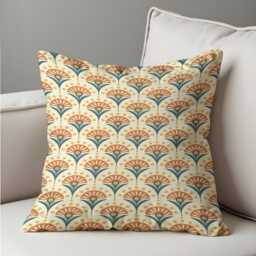 Mid Century Cushion Cover, Retro Floral Throw Pillowcase, Cream Geometric Decorative Case, Scandinavian Sofa Pillow