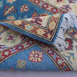 3x10 Blue Runner Rug, Turkmen Handmade Wool Afghan Oriental Long Hallway Runner, Tribal Kazak Carpet, Kitchen - thumbnail 4