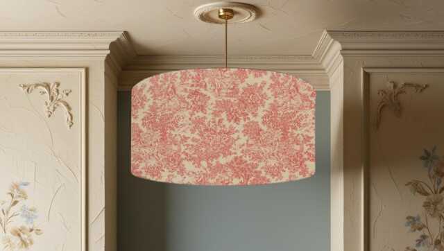 Toile Zen in Red Lampshades Handmade Fabric Lamp Shade, Drum Oval Empire Or Candle Clip, Ceiling Pendant Table - image 1