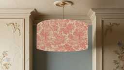 Toile Zen in Red Lampshades Handmade Fabric Lamp Shade, Drum Oval Empire Or Candle Clip, Ceiling Pendant Table - thumbnail 1