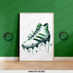 Boys Football Posters - Set Of 3 Prints - Custom Bedroom Decor Kids Wall Art Soccer Artwork Personalised Footballer Gift Green - thumbnail 3