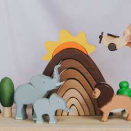 Wooden Mountain Stacker With Sunrise Toy, Puzzle Waldorf Toddler Toys, Educational Block Mountain, Stacking Toy - thumbnail 4