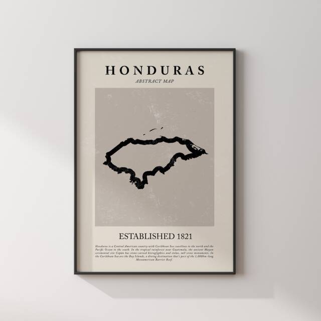 Honduras Map Vintage Abstract Wall Art Print Picasso + Matisse Inspired Travel Poster - image 1