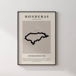 Honduras Map Vintage Abstract Wall Art Print Picasso + Matisse Inspired Travel Poster - thumbnail 1