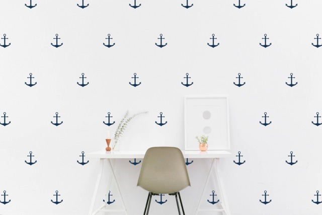 Anchor Wall Decal Nautical Marine Kids Room Wall Sticker Nursery Bedroom Classic Pattern Wallpaper Vinyl Decals Stickers Home Decor - image 1