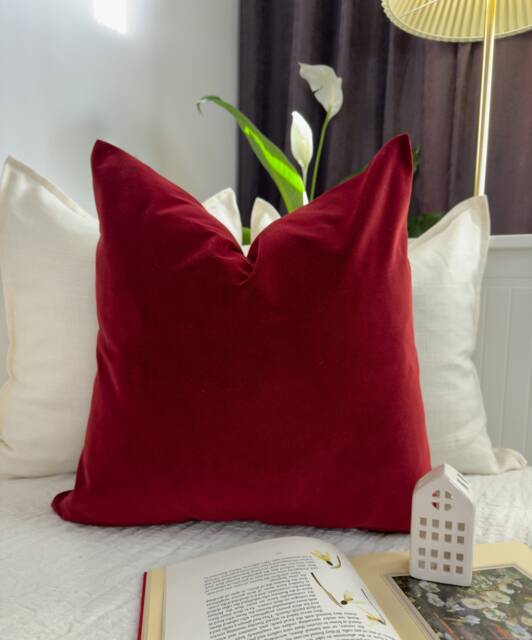 Velvet Burgundy Cushion Cover Scatter Wine Red Home Decor Throw Pillow Covers - All Sizes - image 1