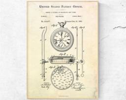 Stopwatch 1889 Patent Print. Stop Watch Invention Blueprint Poster. History Buff Gift. Gym Vintage Wall Art. Ready To Hang Canvas - thumbnail 1
