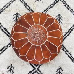 Moroccan Ottoman Pouf - Genuine Leather Stylish & Comfortable Seating For Living Room