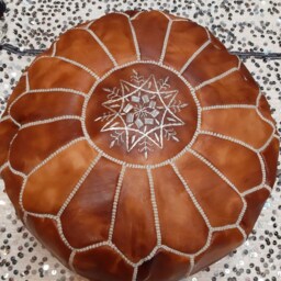 Moroccan Ottoman Pouf - Genuine Leather Stylish & Comfortable Seating For Living Room - thumbnail 4