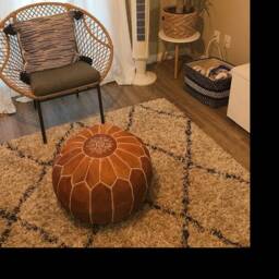 Moroccan Ottoman Pouf - Genuine Leather Stylish & Comfortable Seating For Living Room - thumbnail 3