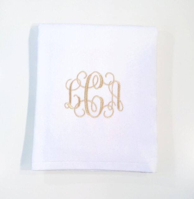 Personalized Beach Towel Embroidered With Your Monogram. 100% Cotton Terry Velour Towel - image 1