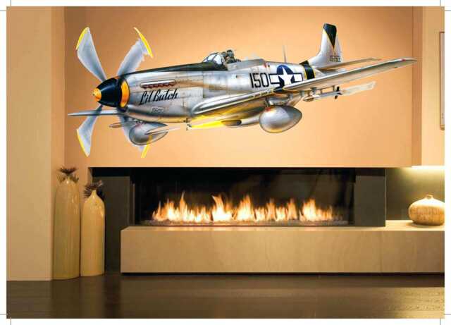 Painteeze Mustang 51 Airplane Painting Like Modern Wall Decal, Sticker, Cfb 69