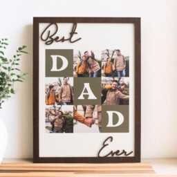 Best Dad Ever Custom Photo Frame, Personalized Wooden Father's Day Gift From Kids Y79 - thumbnail 1