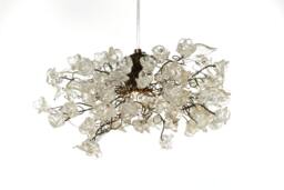 Clear Krystal Flower Pendant Light Bronze Finish, Elegant Fixture