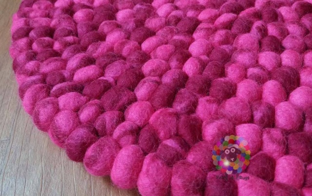 Round Felt Ball Rug Pink Tie Dye Wool Nursery Rug - image 1