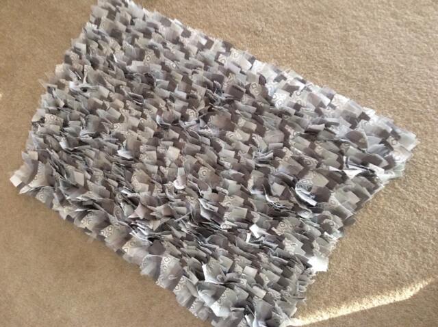 Rag Rug, Shades Of Grays & Tule, Boho Chic Area Shag Rugs, Shabby Floor Mat, Welcome Newborn Photography Rug - image 1