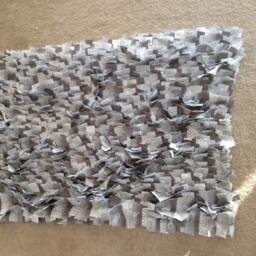Rag Rug, Shades Of Grays & Tule, Boho Chic Area Shag Rugs, Shabby Floor Mat, Welcome Newborn Photography Rug - thumbnail 3