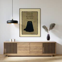 Funny Cat Poster, Japanese Art Print, Black Cat, Animal Wall Decor, Lovers Gift, Oriental Art, A1/A2/A3/A4 - thumbnail 2
