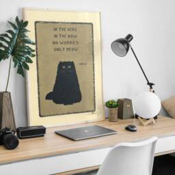 Funny Cat Poster, Japanese Art Print, Black Cat, Animal Wall Decor, Lovers Gift, Oriental Art, A1/A2/A3/A4 - thumbnail 3